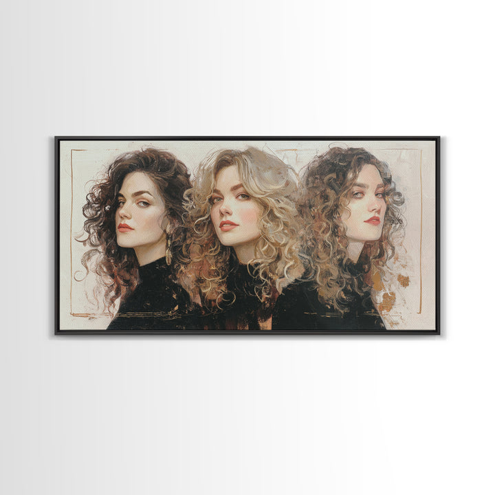 Curly Hair Portrait Framed Canvas Print, Hair Salon Art, Digital Download Art, Living Room Decor, Fine Art, Style, Home Decor, HSA-2x1-11