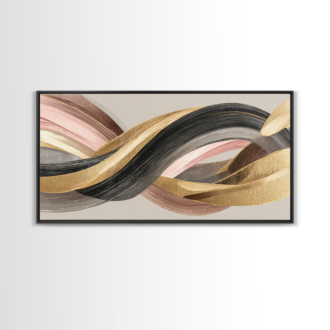 Hair Strands Turning into Abstract Ribbons Canvas Print, Hair Salon Art, Living Room Decor, Abstract Art, Style, HSA-2x1-17