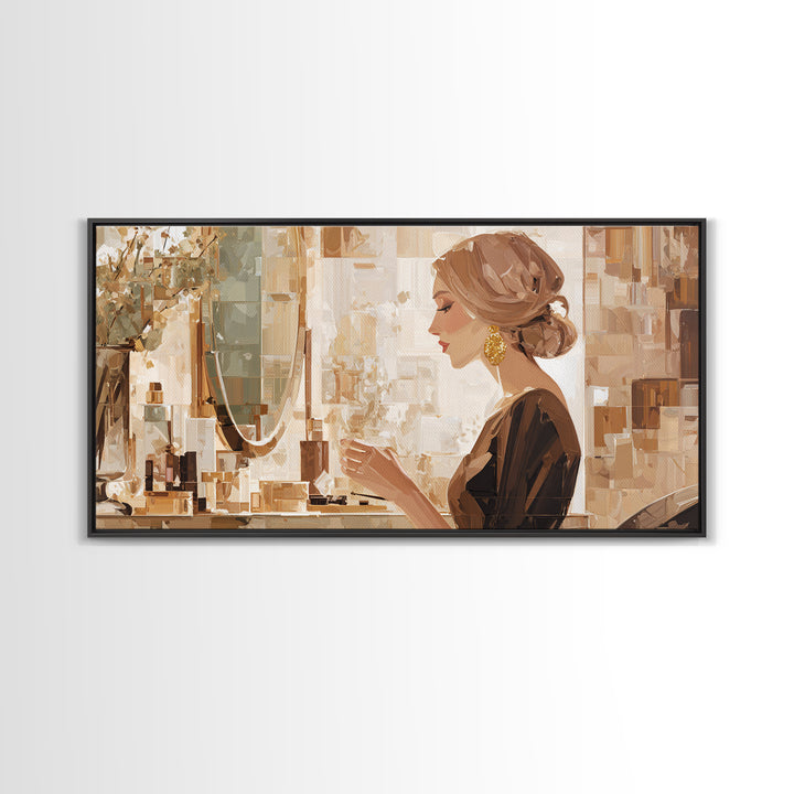 Minimal Female Profile Canvas Print, Hair Salon Art, Contemporary Art, Living Room Decor, Oil Painting, Style, Modern Art, HSA-2x1-32