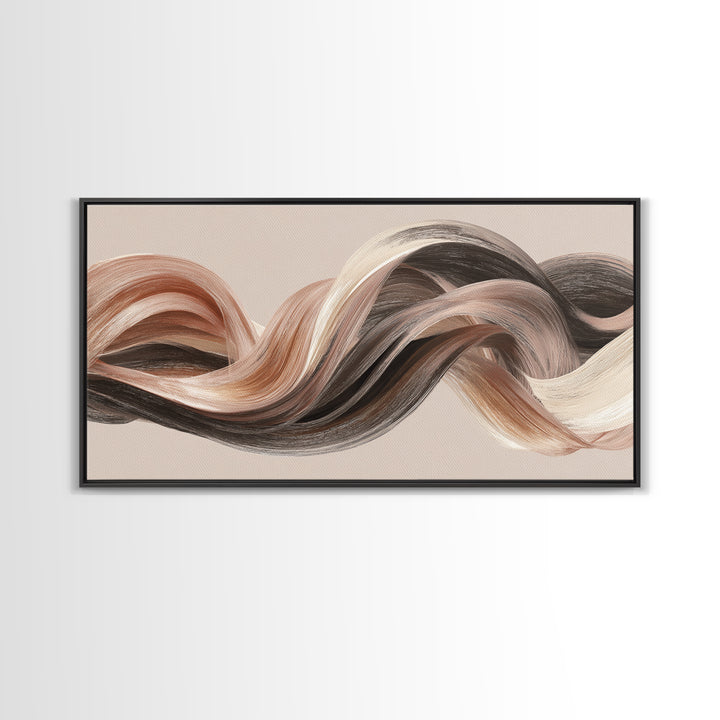 Abstract Hair Strands Forming Elegant Waves Canvas Print, Hair Salon Art, Modern Art, Living Room Decor, Abstract Art, Style, HSA-2x1-47