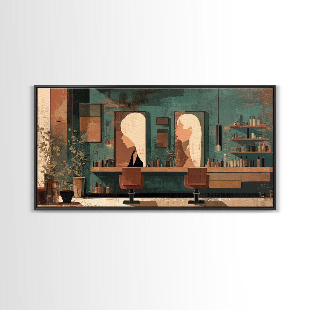 Copper Hair Silhouette Canvas Print, Hair Salon Art, Contemporary Art, Living Room Decor, Fine Art, Style, Modern Art, HSA-2x1-54