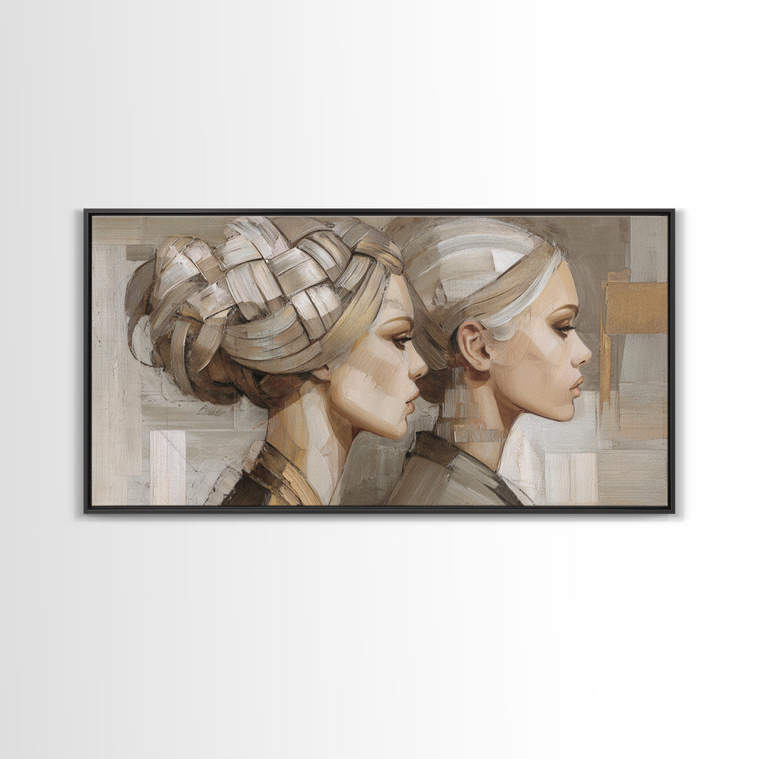 Braided Hairstyle Study Framed Canvas Print, Hair Salon Art, African American Art, Living Room Decor, Fine Art, Style, HSA-2x1-55