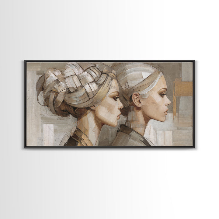 Braided Hairstyle Study Framed Canvas Print, Hair Salon Art, African American Art, Living Room Decor, Fine Art, Style, HSA-2x1-55