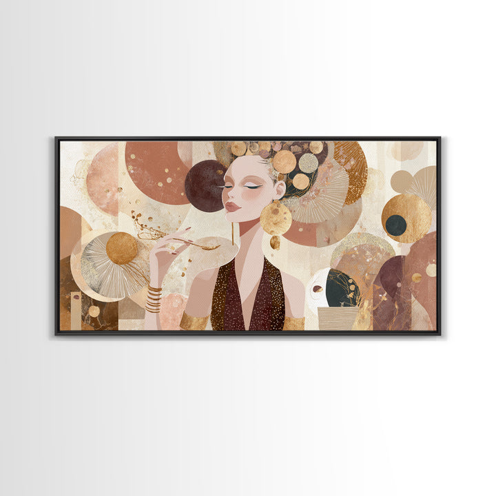 Colorful Fashion Illustration of a Stylish Woman Canvas Print, Hair Salon Art, Living Room Decor, Oil Painting, Style, HSA-2x1-57