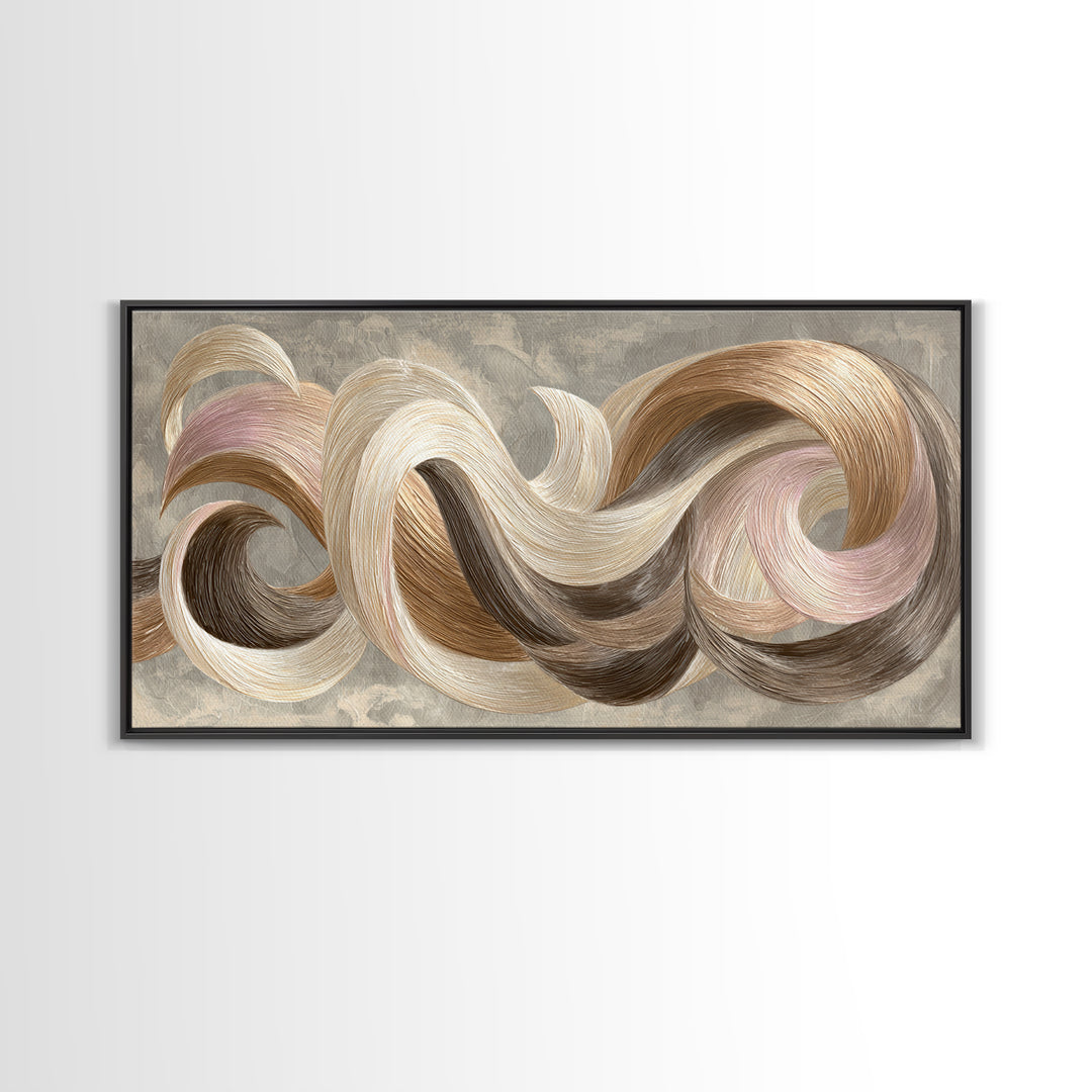 Abstract Hair Strands Forming Elegant Waves Canvas Print, Hair Salon Art, Afrocentric Art, Living Room Decor, Fine Art, Style, HSA-2x1-71