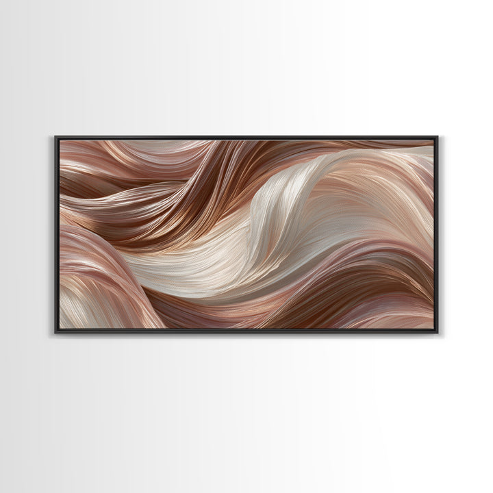 Abstract Hair Strands Forming Elegant Waves Framed Canvas Print, Hair Salon Art, Salon, Living Room Decor, Fine Art, Style, HSA-2x1-95
