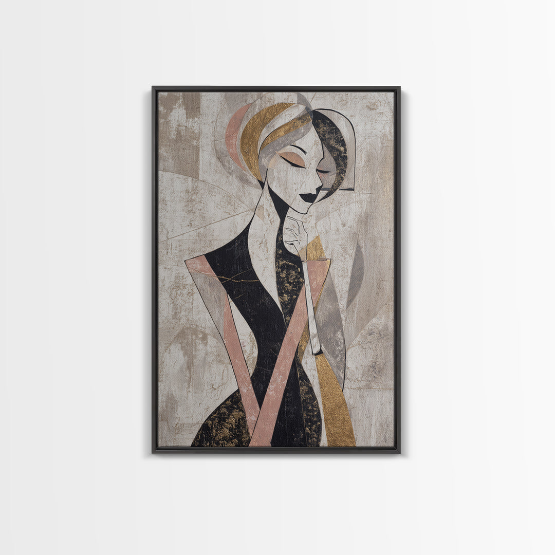 Black and White Line Art Salon Figure Canvas Print, Hair Salon Art, Home Decor, Living Room Decor, Fine Art, Style, HSA-2x3-15