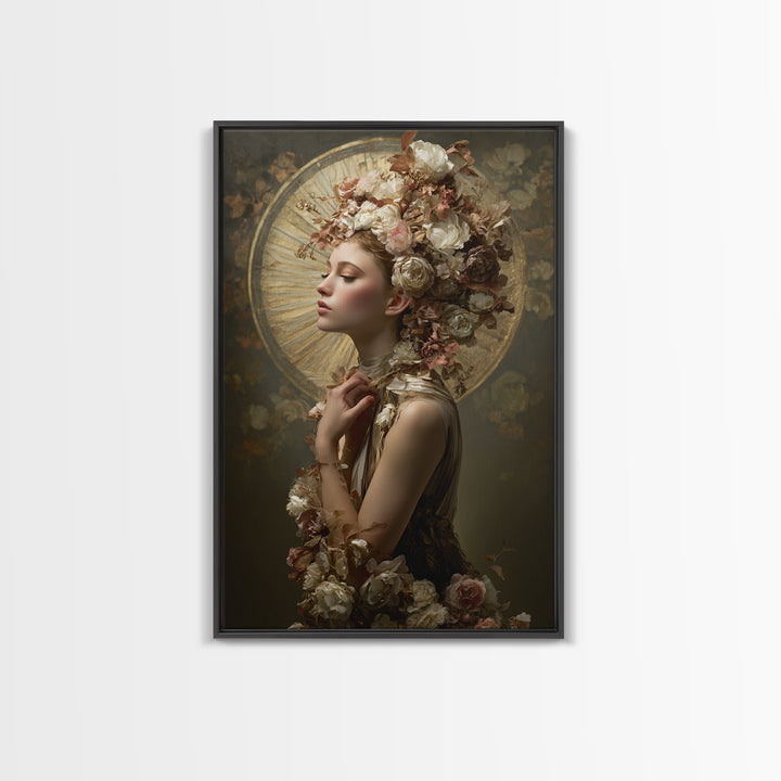 Botanical Hairstyle Portrait Framed Canvas Print, Hair Salon Art, Wall Art, Living Room Decor, Style, Minimalist Wall Art, HSA-2x3-38
