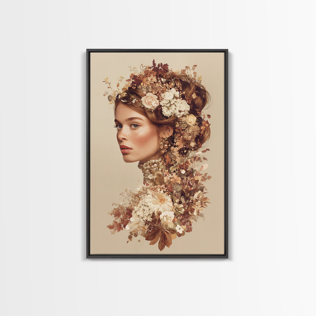 Botanical Hairstyle Portrait Canvas Print, Hair Salon Art, Digital Art, Living Room Decor, Style, Digital Download Art, HSA-2x3-86
