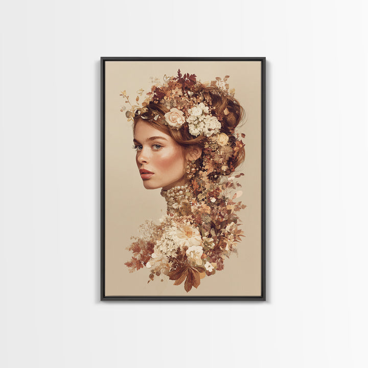 Botanical Hairstyle Portrait Canvas Print, Hair Salon Art, Digital Art, Living Room Decor, Style, Digital Download Art, HSA-2x3-86