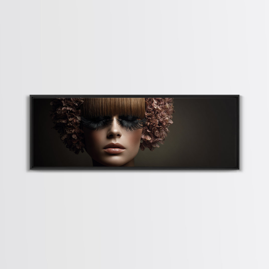 Glamour Face Portrait Canvas Print, Hair Salon Art, Hairdresser Gift, Living Room Decor, Fine Art, Style, Textured Painting, HSA-3x1-24