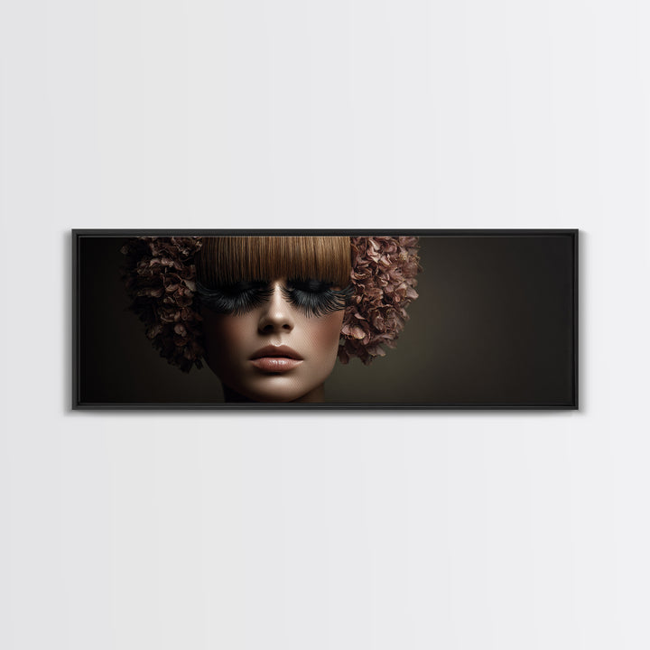 Glamour Face Portrait Canvas Print, Hair Salon Art, Hairdresser Gift, Living Room Decor, Fine Art, Style, Textured Painting, HSA-3x1-24