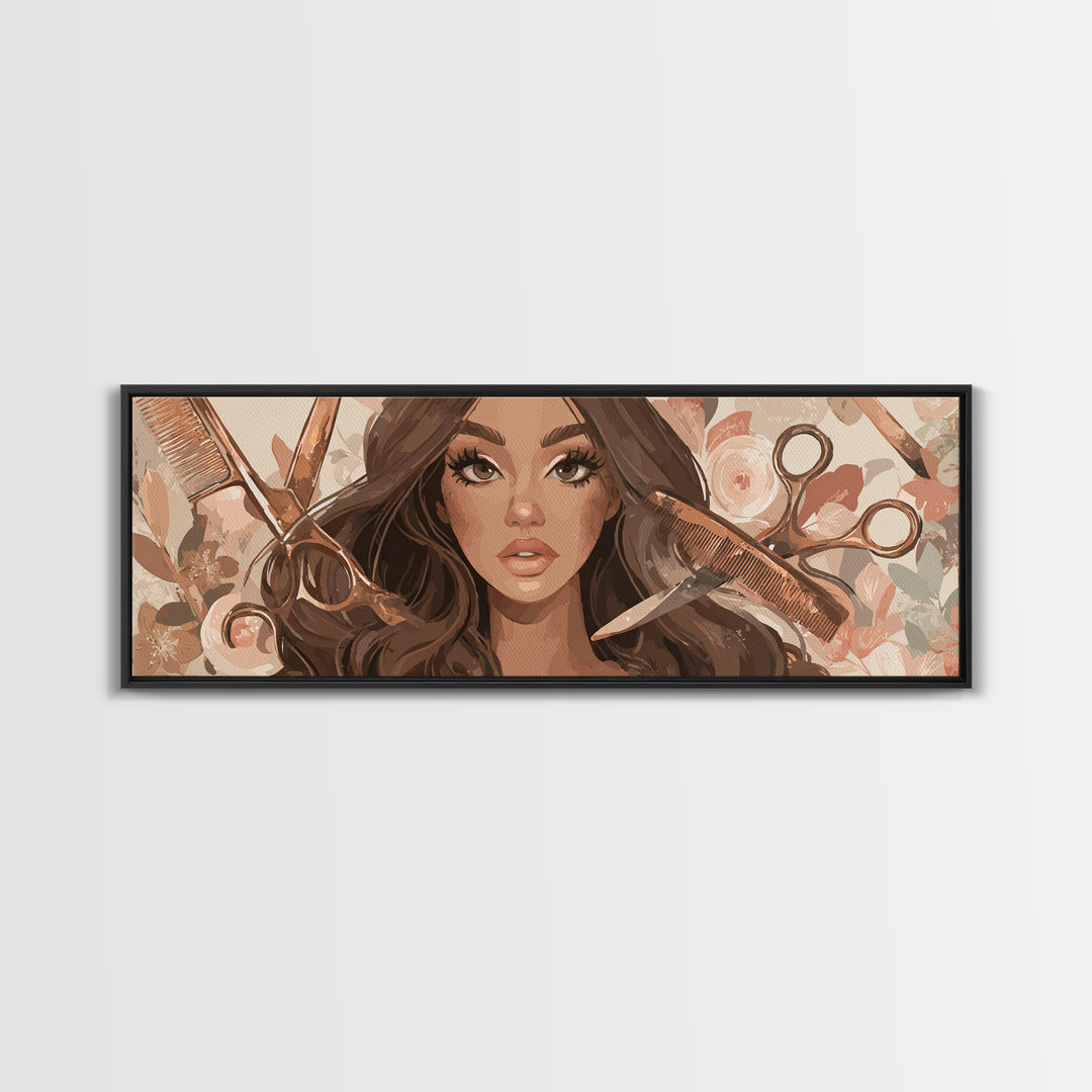 Glamour Face Portrait Canvas Print, Hair Salon Art, Luxury Decor, Living Room Decor, Fine Art, Style, Printable Wall Art, HSA-3x1-48