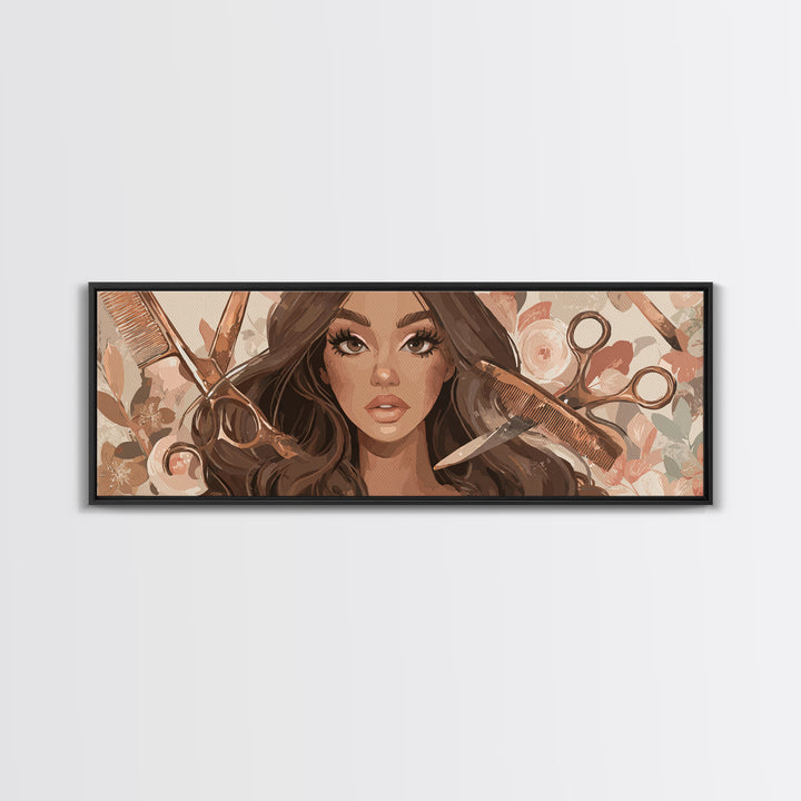 Glamour Face Portrait Canvas Print, Hair Salon Art, Luxury Decor, Living Room Decor, Fine Art, Style, Printable Wall Art, HSA-3x1-48