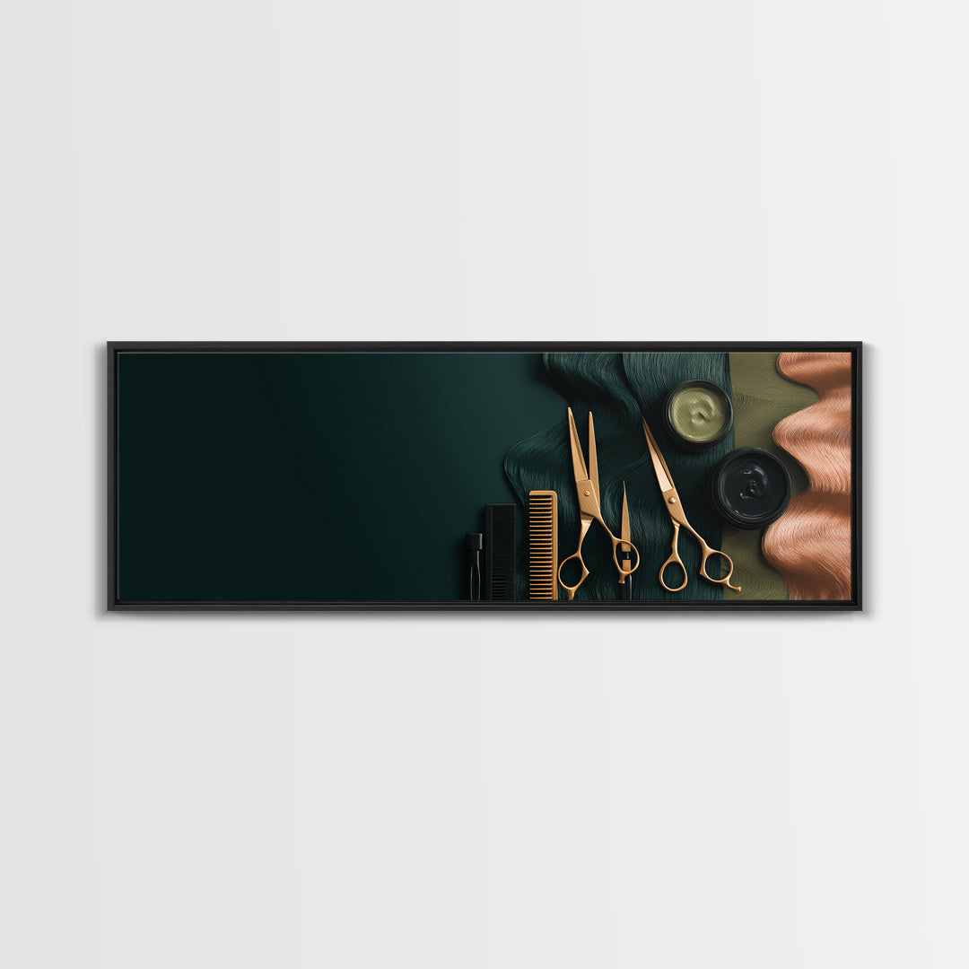 Copper Hair Silhouette Canvas Print, Hair Salon Art, Black Wall Art, Living Room Decor, Watercolor Art, Style, Afrocentric Art, HSA-3x1-50