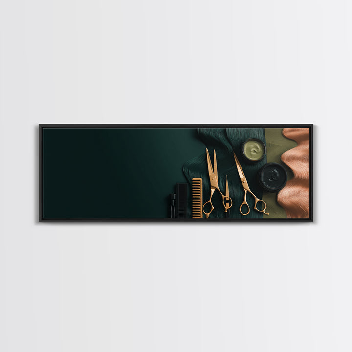 Copper Hair Silhouette Canvas Print, Hair Salon Art, Black Wall Art, Living Room Decor, Watercolor Art, Style, Afrocentric Art, HSA-3x1-50