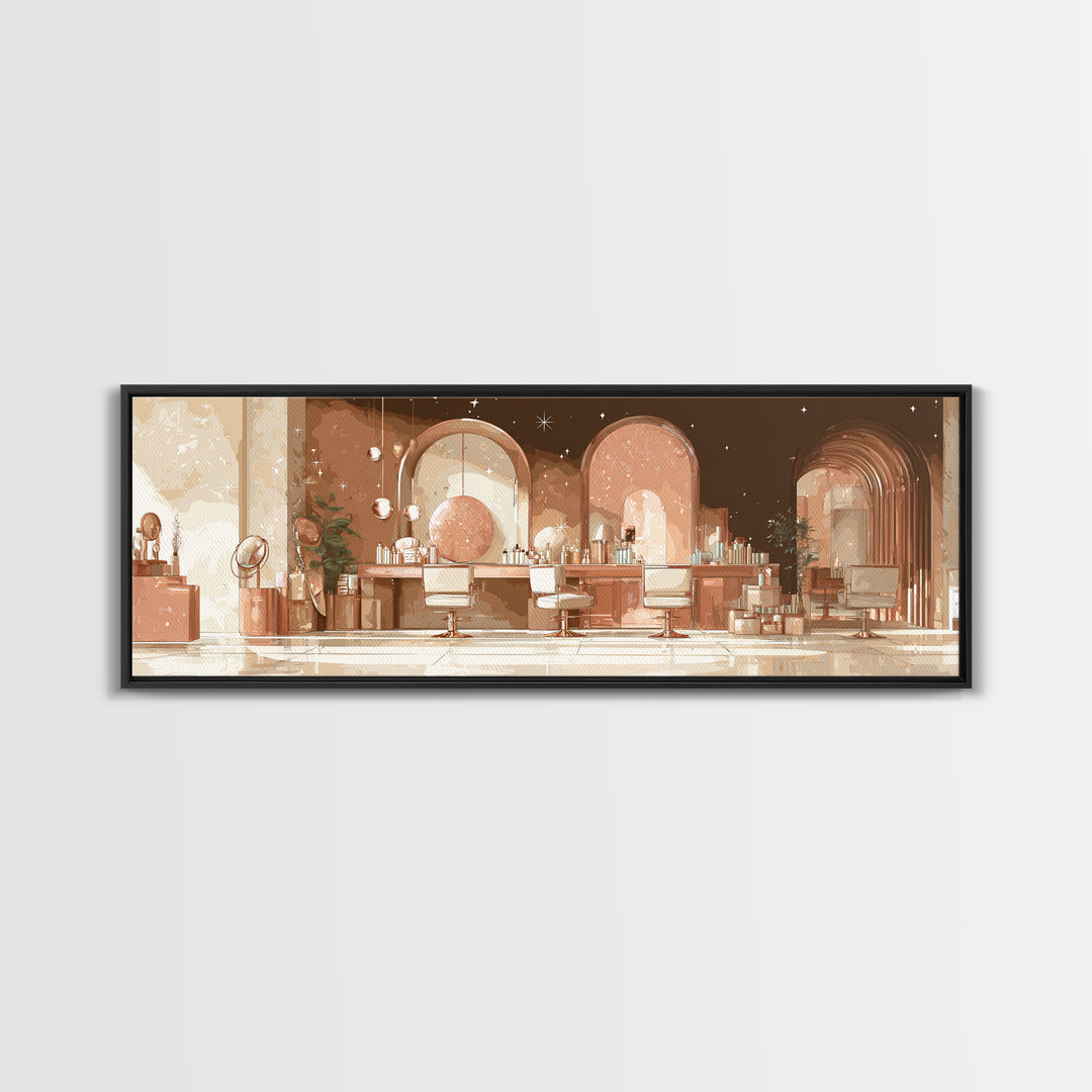 Rose Gold Salon Tool Still Life Canvas Print, Hair Salon Art, Afrocentric Art, Living Room Decor, Style, Statement Artwork, HSA-3x1-54