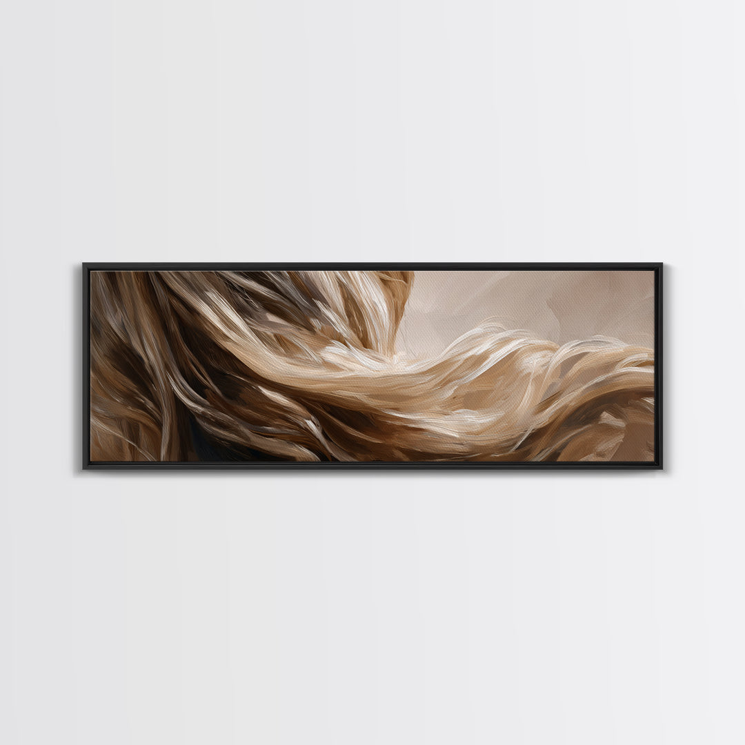 Blonde Waves Painted Framed Canvas Print, Hair Salon Art, Textured Painting, Living Room Decor, Fine Art, Style, Black Art, HSA-3x1-56