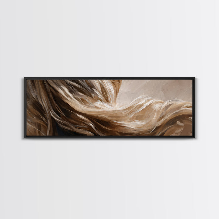 Blonde Waves Painted Framed Canvas Print, Hair Salon Art, Textured Painting, Living Room Decor, Fine Art, Style, Black Art, HSA-3x1-56