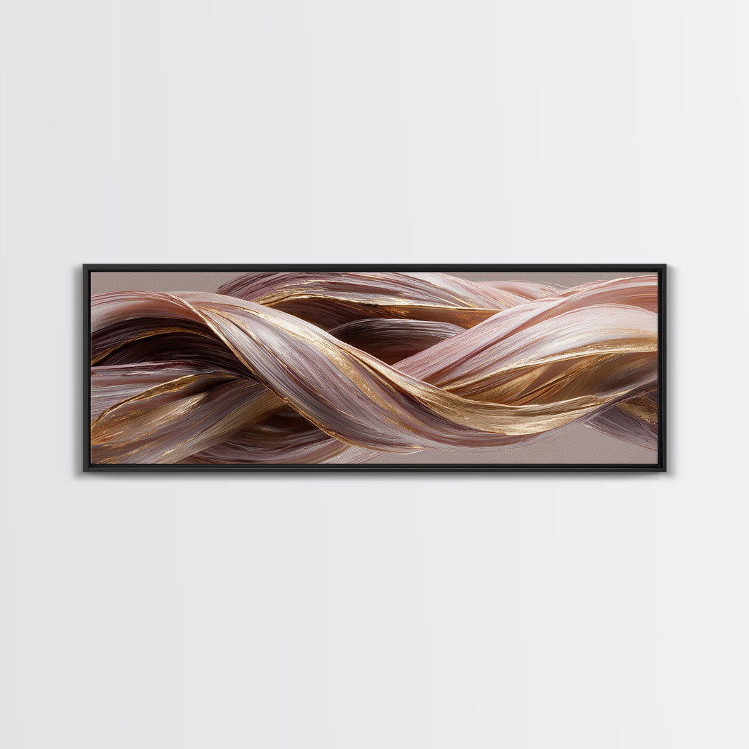 Hair Strands Turning into Abstract Ribbons Canvas Print, Hair Salon Art, Black Woman Wall Art, Living Room Decor, Abstract Art, HSA-3x1-61