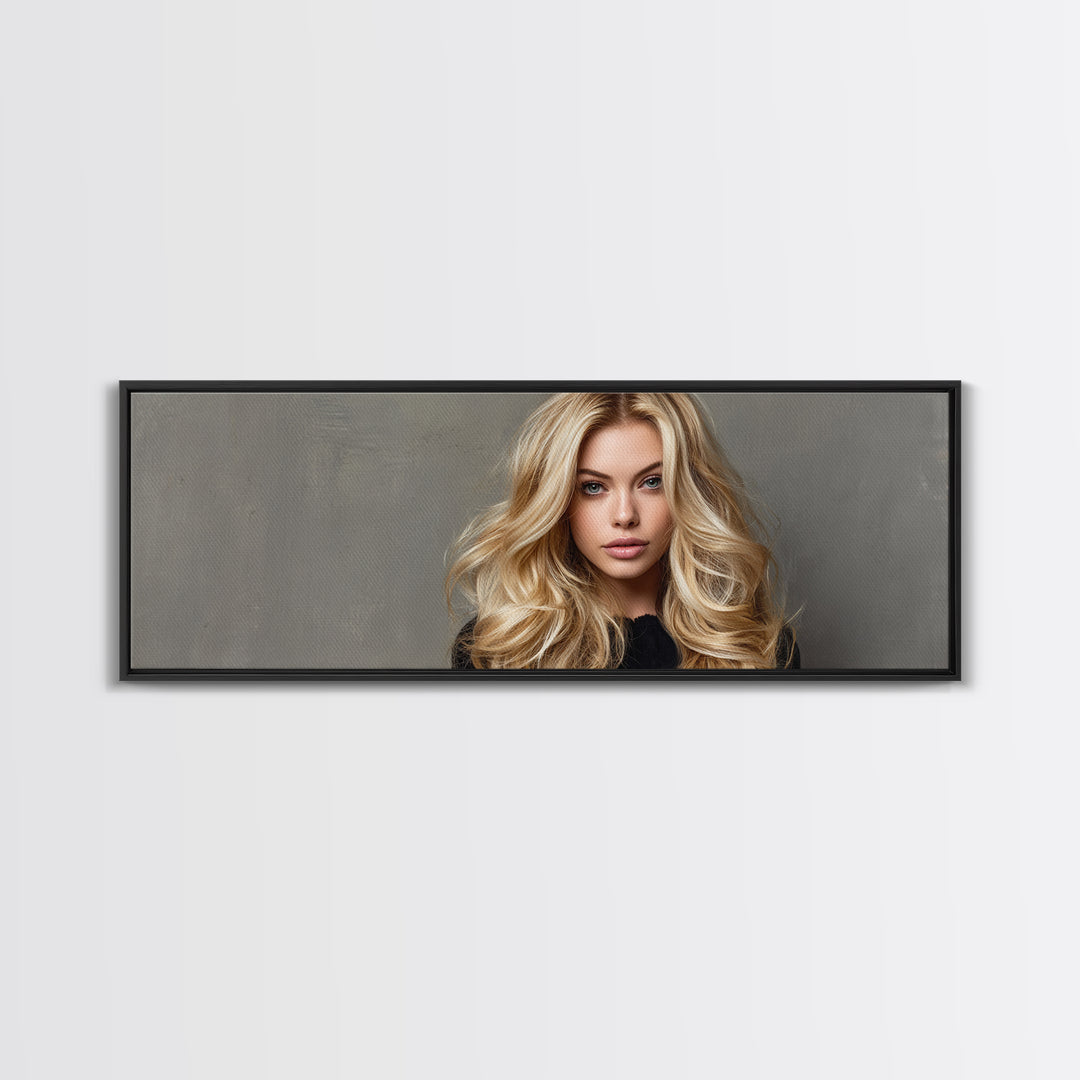 Blonde Waves Painted Canvas Print, Hair Salon Art, Afrocentric Art, Living Room Decor, Fine Art, Style, Statement Artwork, HSA-3x1-8