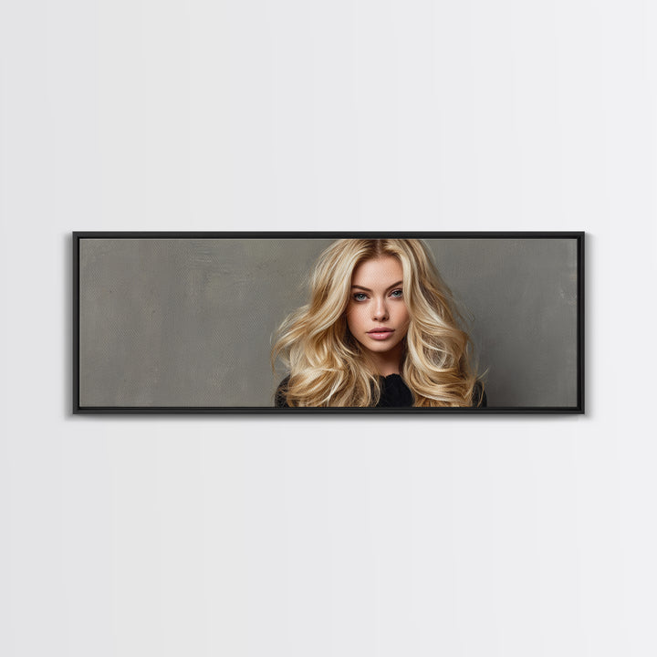 Blonde Waves Painted Canvas Print, Hair Salon Art, Afrocentric Art, Living Room Decor, Fine Art, Style, Statement Artwork, HSA-3x1-8