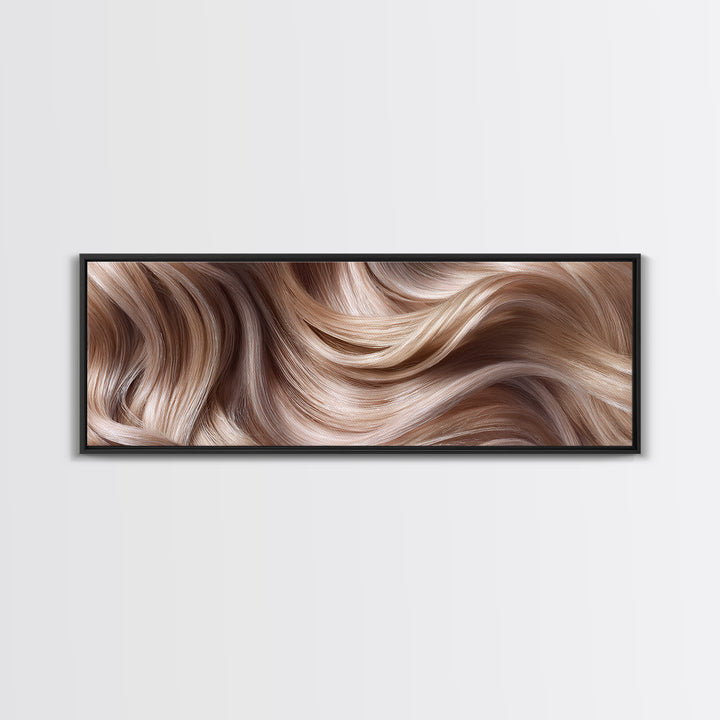Blonde Waves Painted Canvas Print, Hair Salon Art, Art, Living Room Decor, Fine Art, Style, Black Art Prints, African Art, HSA-3x1-80