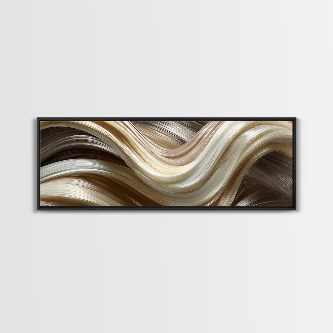 Abstract Hair Strands Forming Elegant Waves Canvas Print, Hair Salon Art, Room Decor, Living Room Decor, Abstract Art, Style, HSA-3x1-91