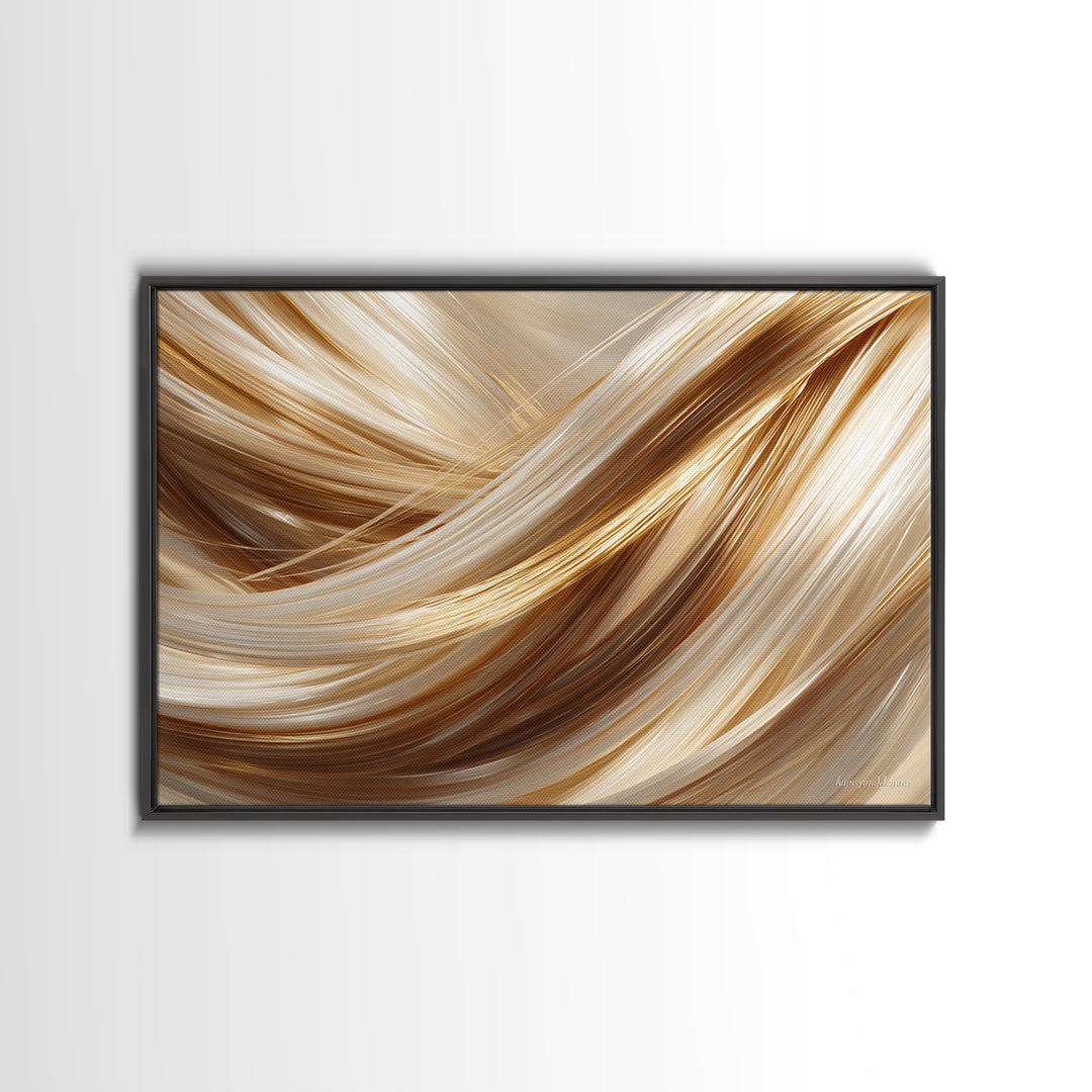 Hair Strands Turning into Abstract Ribbons Canvas Print, Hair Salon Art, Minimalist Wall Art, Living Room Decor, Abstract Art, HSA-3x2-1
