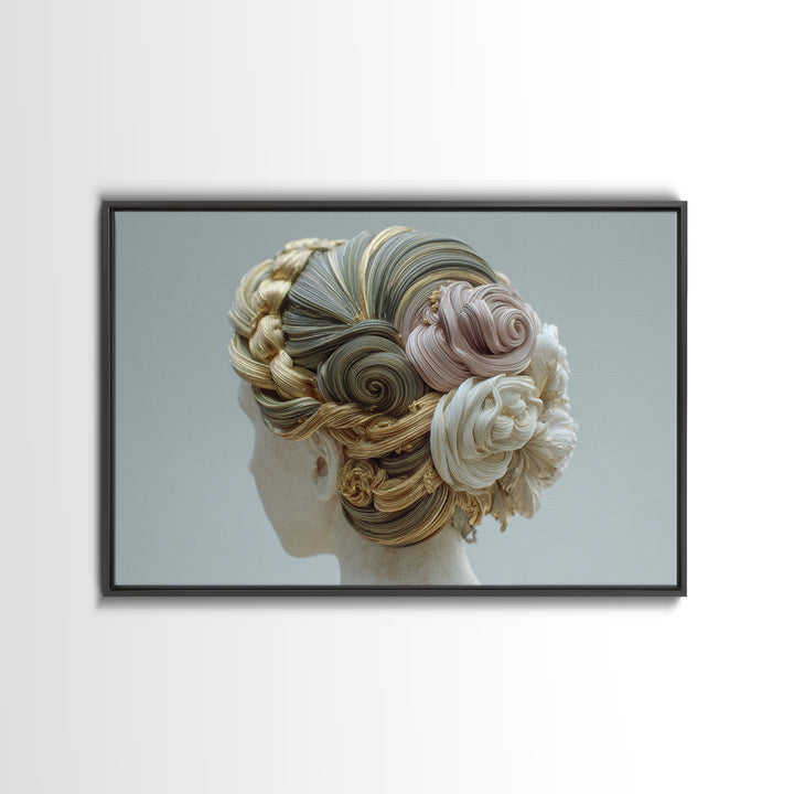 Braided Hairstyle Study Framed Canvas Print, Hair Salon Art, Black Art, Living Room Decor, Fine Art, Style, Black Girl Art, HSA-3x2-15