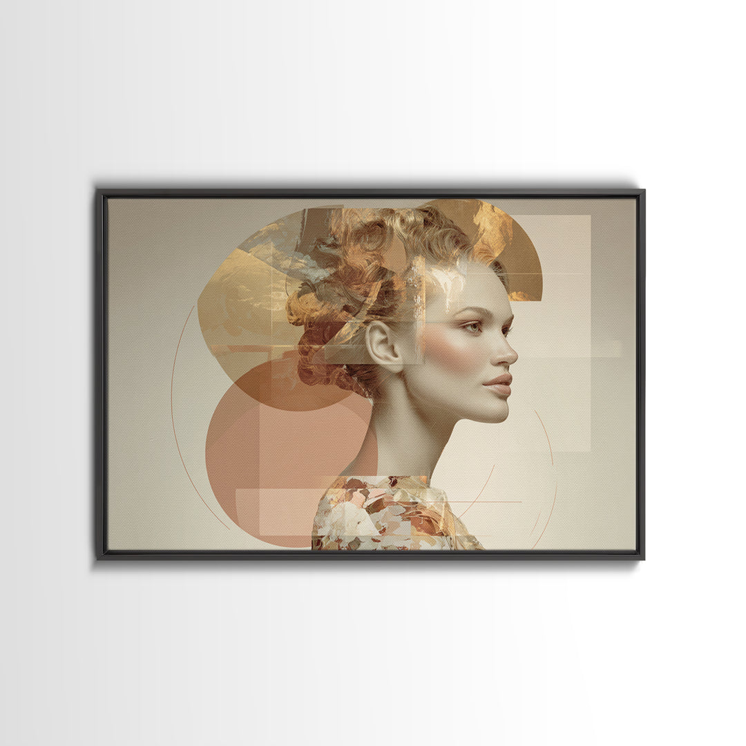 Mod 1960s Beauty Portrait Framed Canvas Print, Hair Salon Art, Black Woman Art, Living Room Decor, Style, Hairdresser Gifts, HSA-3x2-23