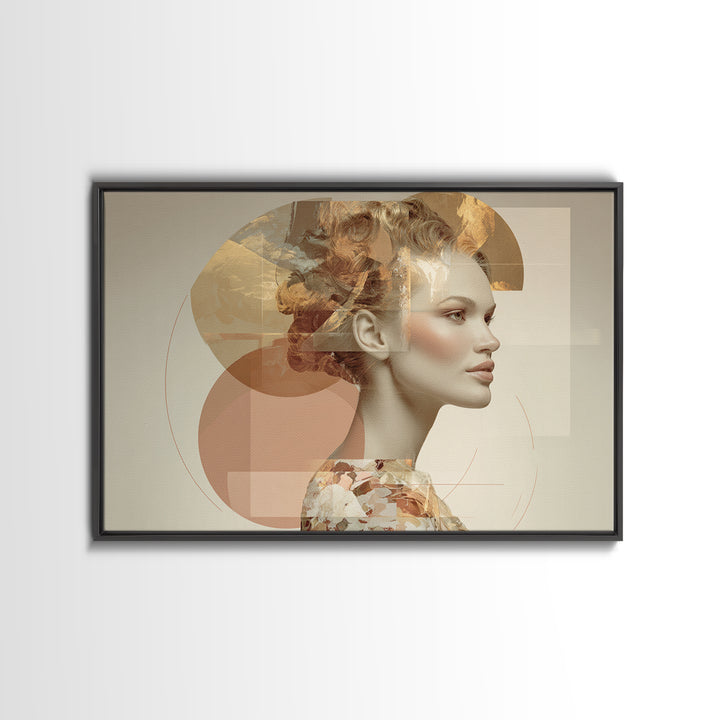 Mod 1960s Beauty Portrait Framed Canvas Print, Hair Salon Art, Black Woman Art, Living Room Decor, Style, Hairdresser Gifts, HSA-3x2-23