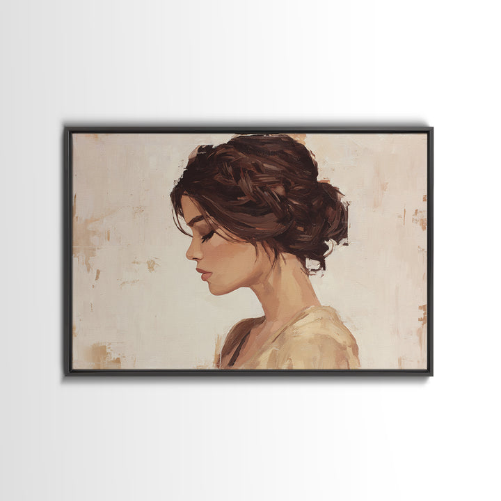 Braided Hairstyle Study Framed Canvas Print, Hair Salon Art, Gallery Decor, Living Room Decor, Fine Art, Style, Wall Art, HSA-3x2-39