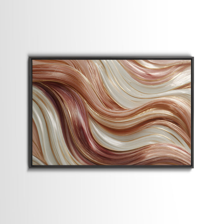 Abstract Hair Strands Forming Elegant Waves Framed Canvas Print, Hair Salon Art, Living Room Decor, Abstract Art, Style, HSA-3x2-55