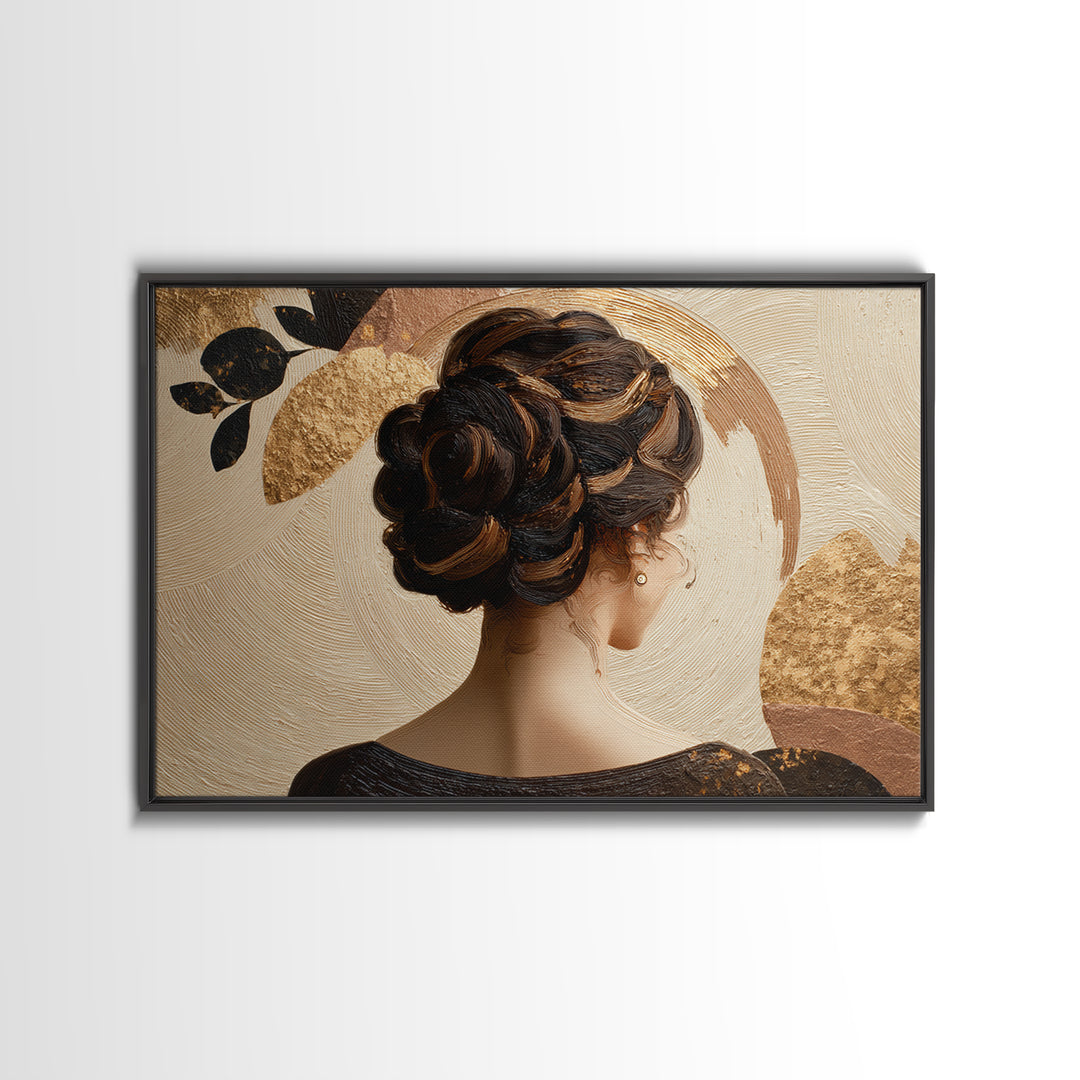 Braided Hairstyle Study Framed Canvas Print, Hair Salon Art, Black Wall Art, Living Room Decor, Style, Afrocentric Art, HSA-3x2-63
