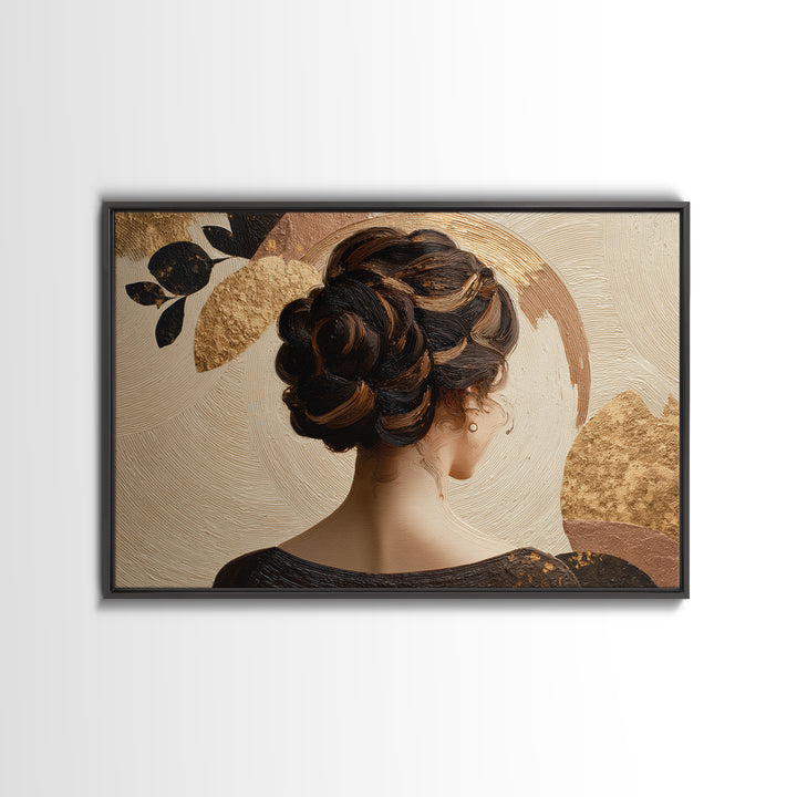 Braided Hairstyle Study Framed Canvas Print, Hair Salon Art, Black Wall Art, Living Room Decor, Style, Afrocentric Art, HSA-3x2-63