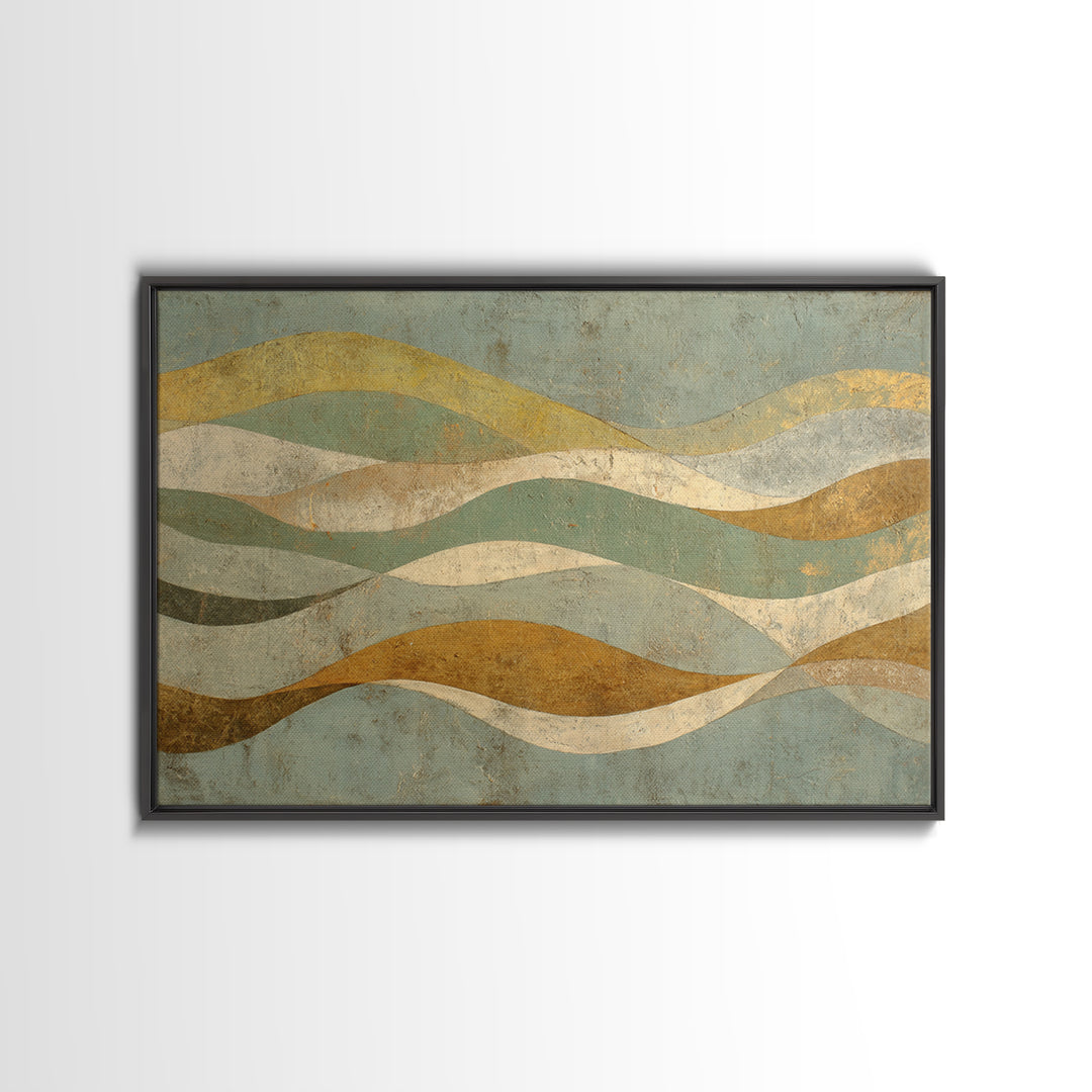 Abstract Hair Strands Forming Elegant Waves Framed Canvas Print, Hair Salon Art, Salon Sign, Living Room Decor, Abstract Art, HSA-3x2-79
