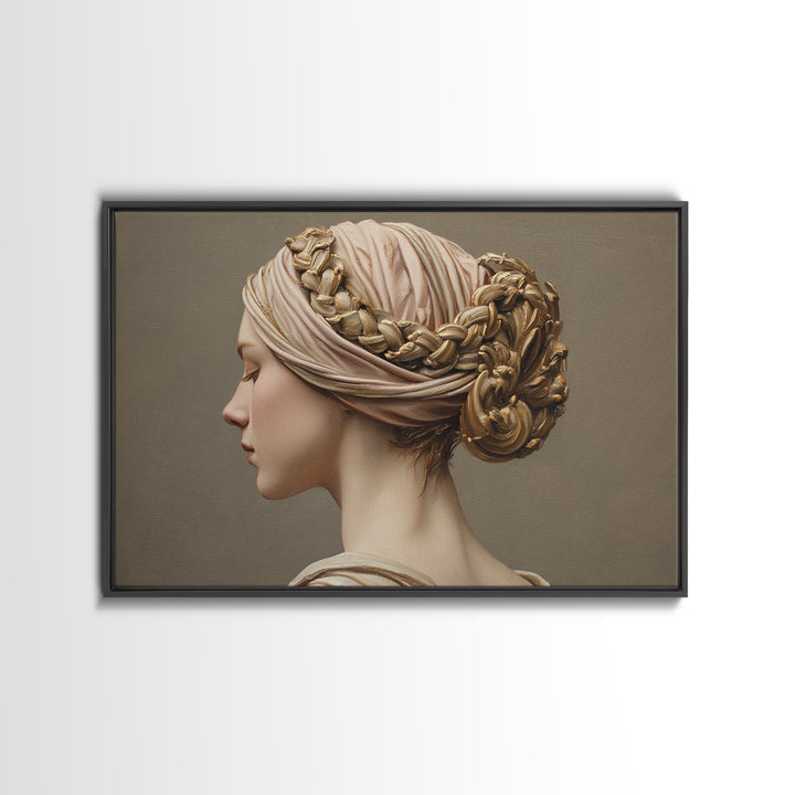 Braided Hairstyle Study Framed Canvas Print, Hair Salon Art, Modern Decor, Living Room Decor, Fine Art, Style, Wall Decor, HSA-3x2-87