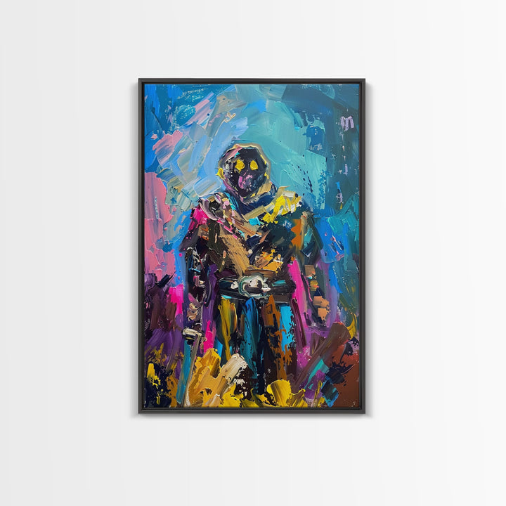 Colorful Abstract Skeleton Warrior - Unique Skeleton Art - Halloween Skeleton Print - Spooky Warrior Skeleton Decor