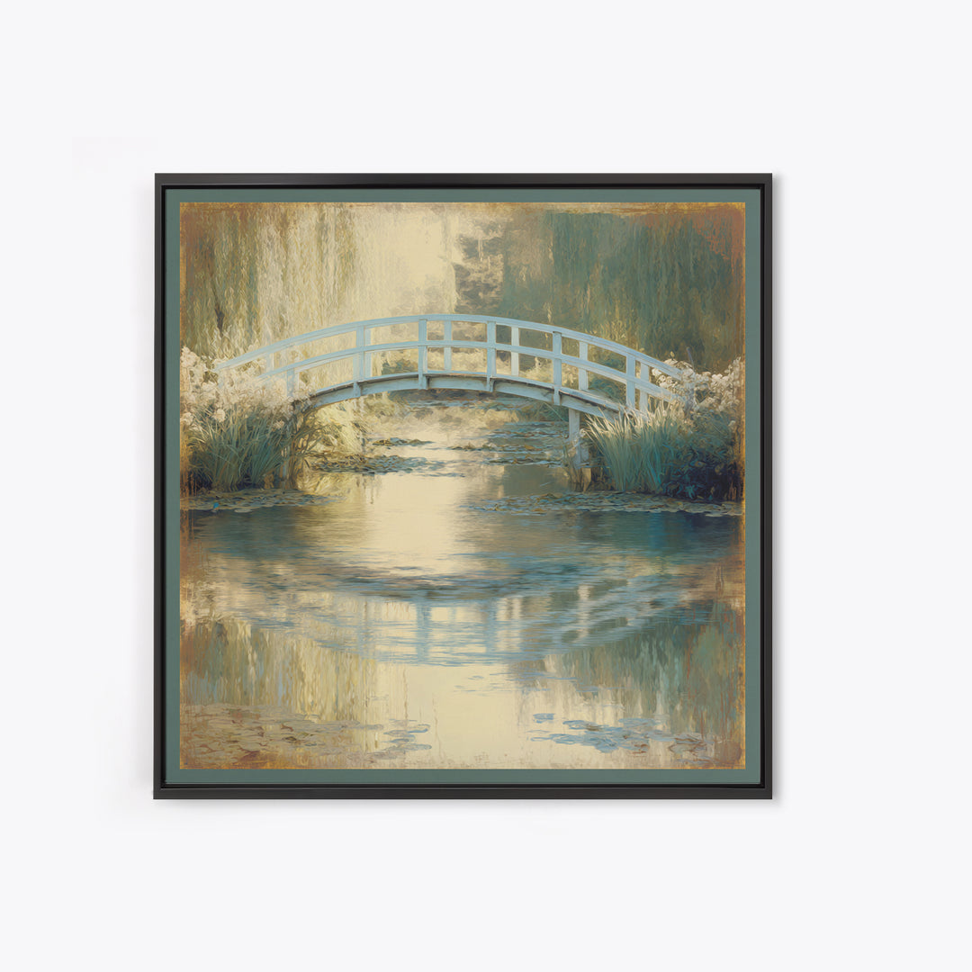 Water Garden Bridge Canvas Print, Impressionist Art, Abstract Painting, Living Room Decor, Fine Art, Impression, Modern Decor, IMP-1x1-18