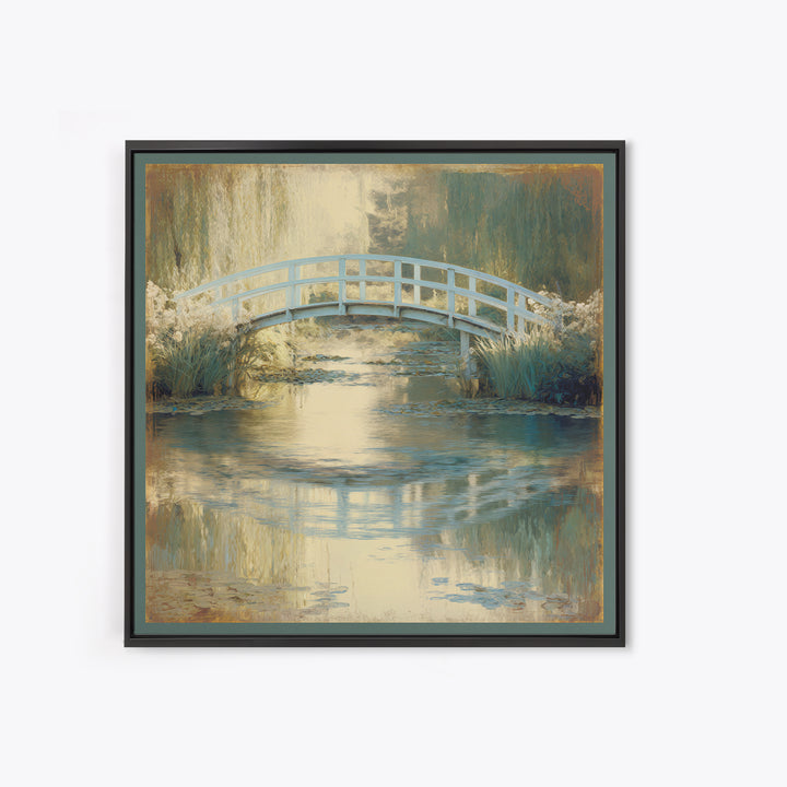 Water Garden Bridge Canvas Print, Impressionist Art, Abstract Painting, Living Room Decor, Fine Art, Impression, Modern Decor, IMP-1x1-18