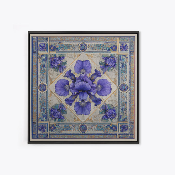 Iris Garden with Blue Violet Strokes Canvas Print, Impressionist Art, Living Room Decor, Watercolor Art, Impression, IMP-1x1-20