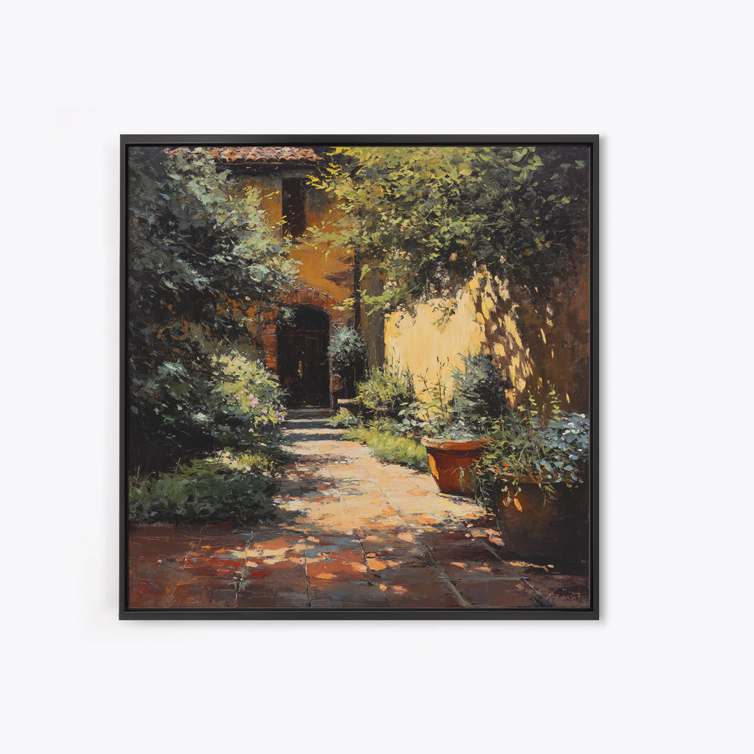 Garden Path Covered Canvas Print, Impressionist Art, Flower Print, Living Room Decor, Watercolor Art, Impression, IMP-1x1-26