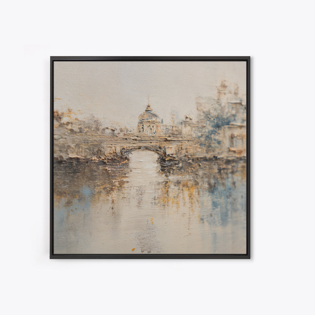 Paris Bridge Reflected Canvas Print, Impressionist Art, Living Room Wall Art, Living Room Decor, Fine Art, Impression, IMP-1x1-31