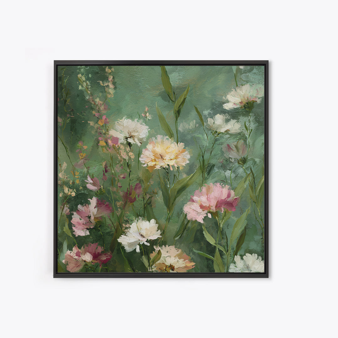 Wildflower Field in Loose Pastel Strokes Framed Canvas Print, Impressionist Art, Gallery Decor, Living Room Decor, Impression, IMP-1x1-32