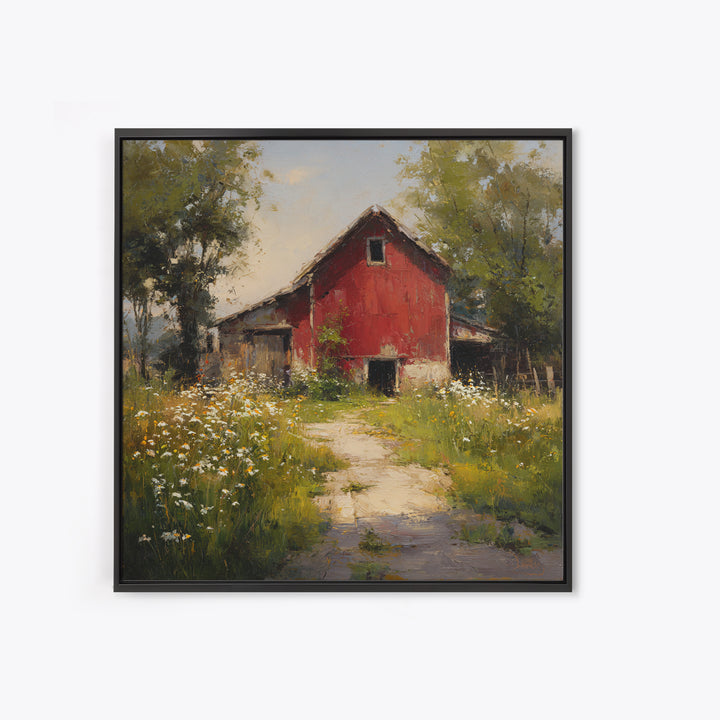 Country Lane with Flickering Sunlight Framed Canvas Print, Impressionist Art, Colorful Wall Art, Living Room Decor, Impression, IMP-1x1-46