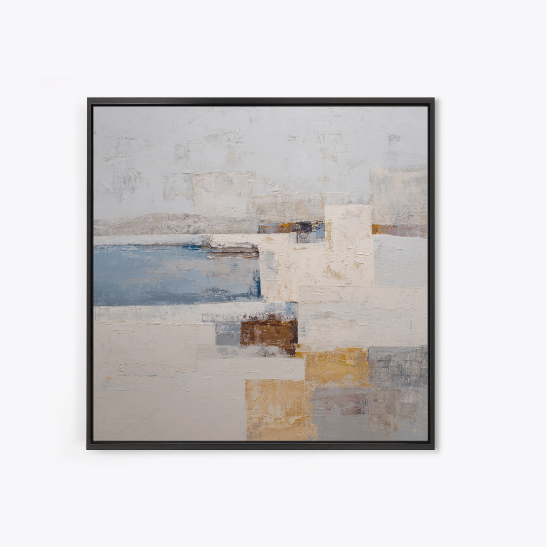 Soft Seaside Cliffs Framed Canvas Print, Impressionist Art, Textured Painting, Living Room Decor, Fine Art, Impression, IMP-1x1-53
