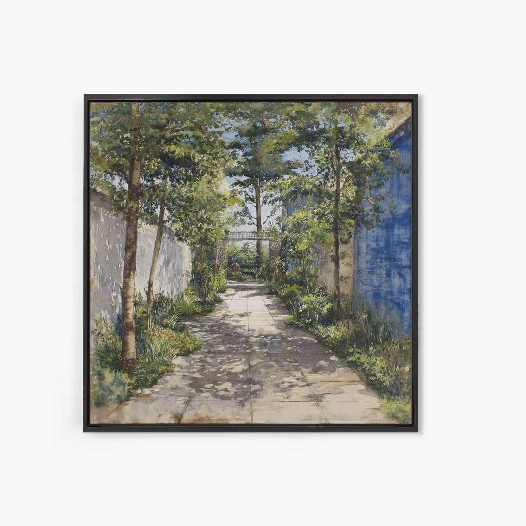 Garden Path Covered Framed Canvas Print, Impressionist Art, Fine Art Print, Living Room Decor, Watercolor Art, Impression, IMP-1x1-74