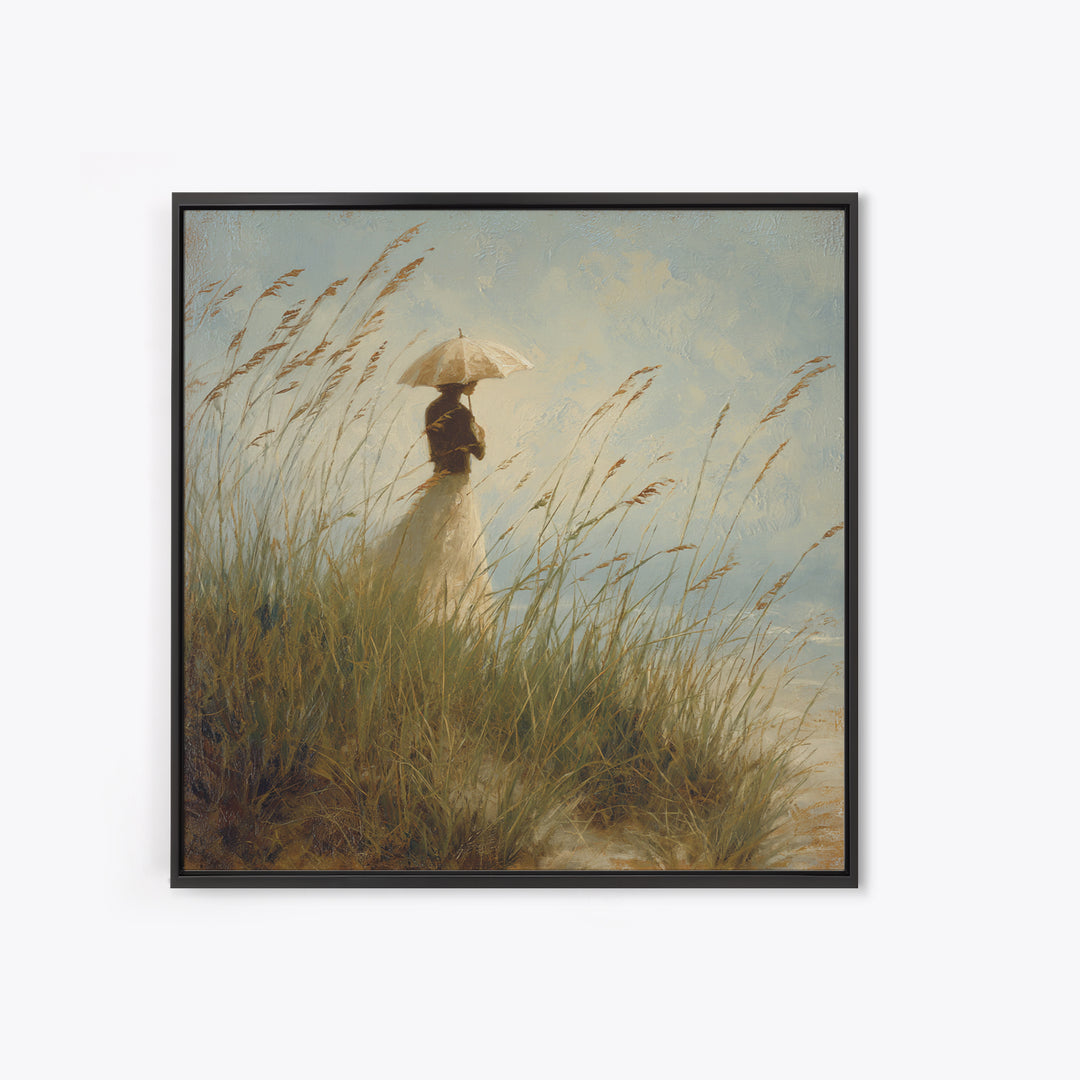 Woman with Parasol in Breezy Meadow Canvas Print, Impressionist Art, Statement Artwork, Living Room Decor, Fine Art, Impression, IMP-1x1-75