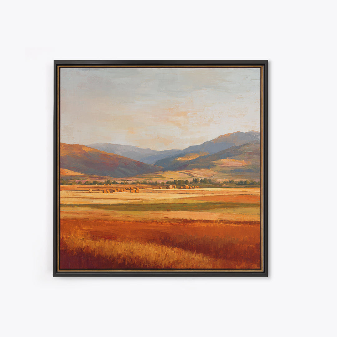 Haystacks Glowing at Golden Hour Canvas Print, Impressionist Art, Gallery Wall Art, Living Room Decor, Fine Art, Impression, IMP-1x1-76